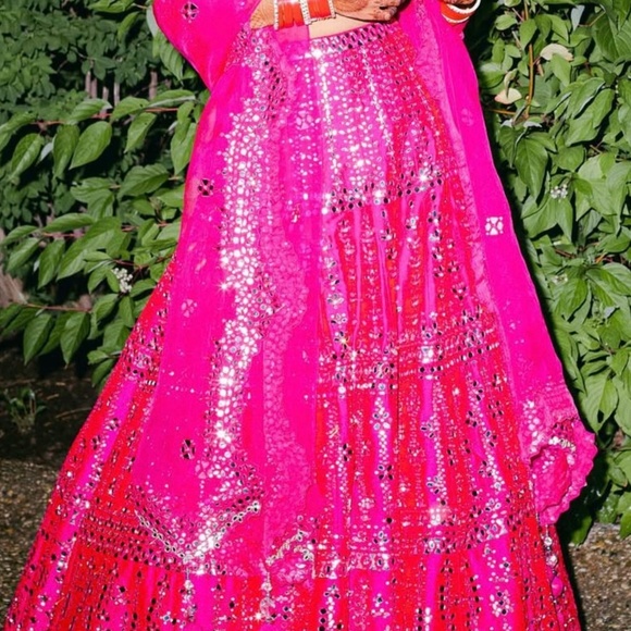 Seema Gujral pink mirrored lengha/ Lehenga - Picture 1 of 2